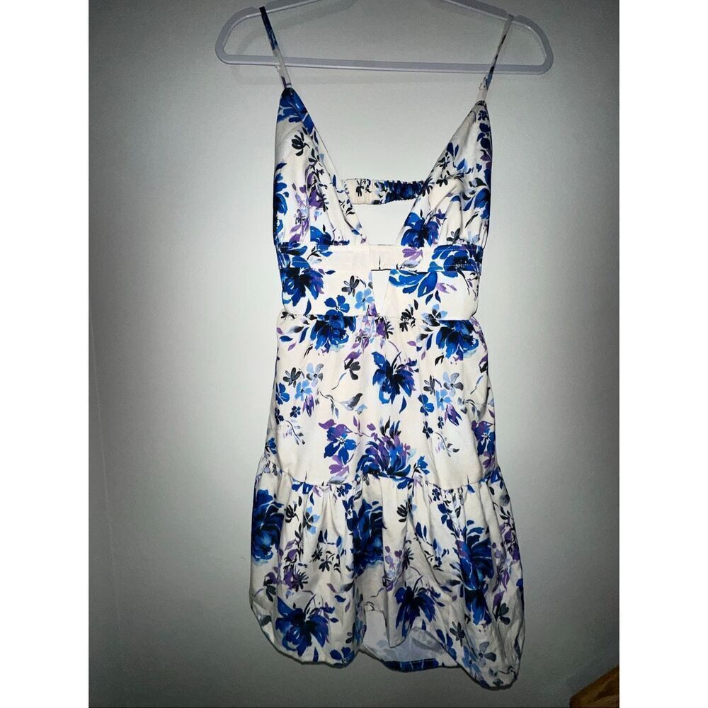 SHEIN Women’s Vacation V-Neck Spaghetti Strap Backless A-Line Mini Dress – Blue
